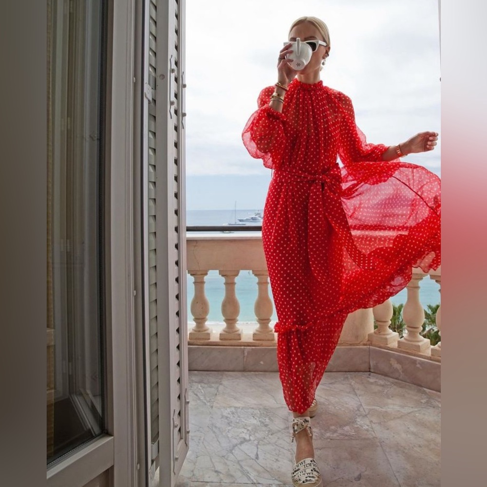 Zimmermann Red Polka Dot Maxi Dress